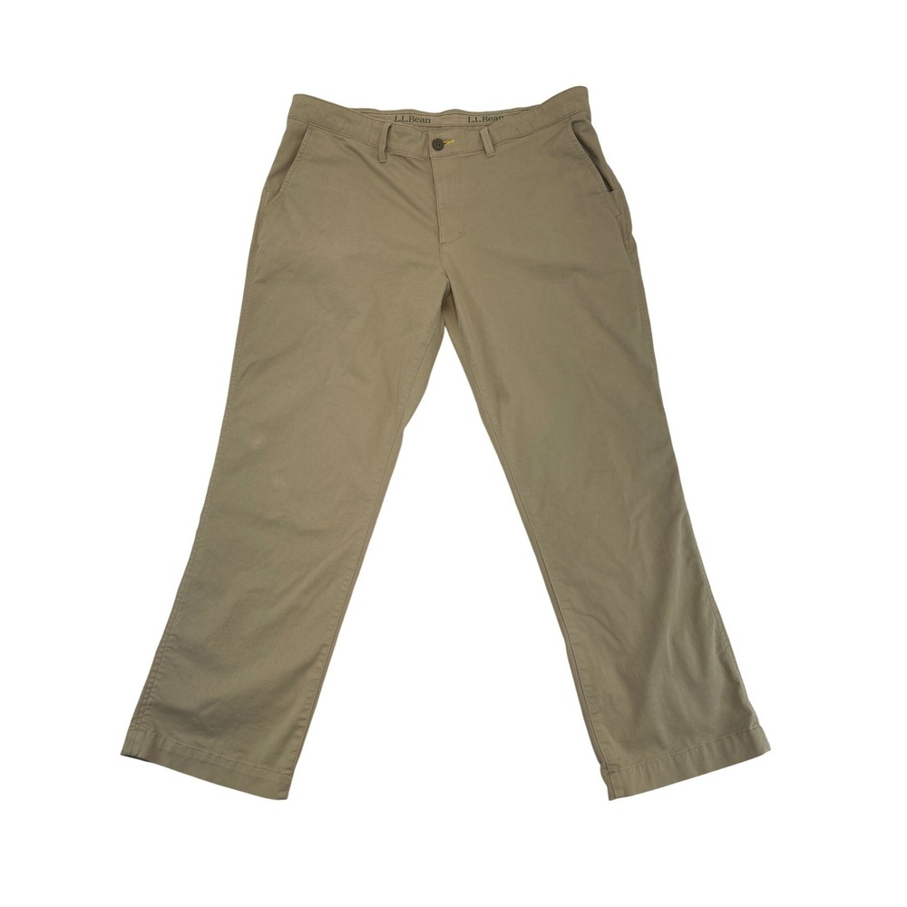 L.L.Bean Chino Pants Mens 38x29 Tan Standard Fit CoolMax Stretch Khaki